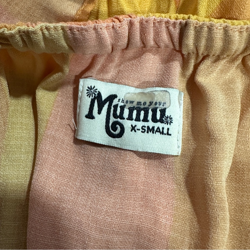 Show Me Your Mumu XS Romper Thelma Sunkissed Stripe Strapless Orange Yellow - Picture 10 of 10